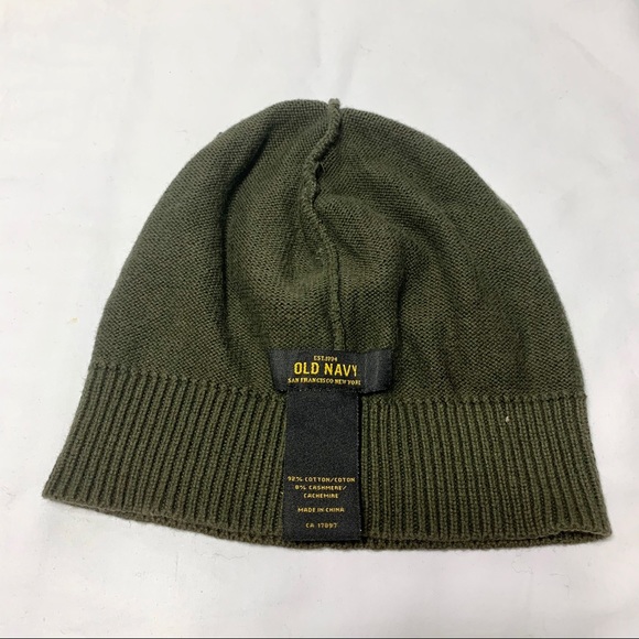 Cashmere cotton blend khaki beanie / toque - Picture 2 of 5